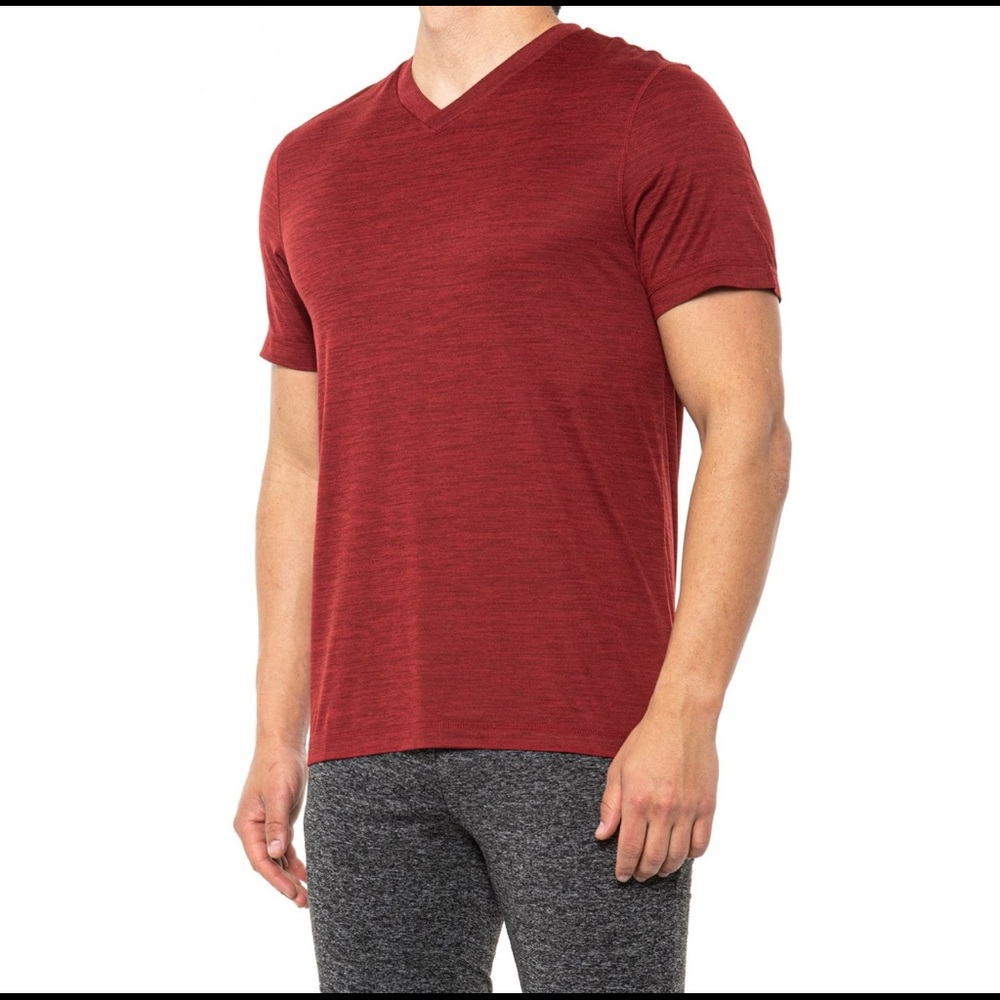 NWT Gaiam V-Neck Slim Fit Performance T-Shirt in Sun Dried Tomato / S
